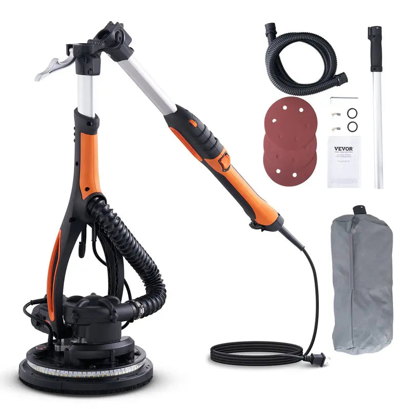 VEVOR Drywall Sander 850W, Electric Drywall Sander, Variable Speed 800-1750 RPM, Foldable Sheetrock Sander, with Telescope Handle, Electric Sander, with LED Strip Light and Vacuum Bag, Wall Sander