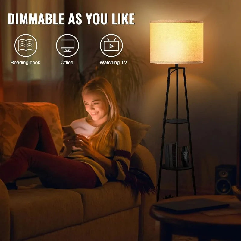 3-Tier Round Corner Shelf Floor Lamp with 3 Dimmable Levels