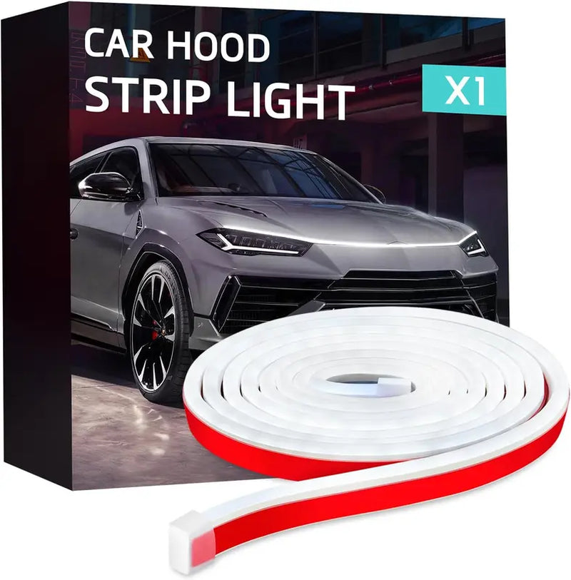 Car LED Hood Light Strip,71 Inches White Exterior Flexible Waterproof Hood Light with Dynamic Daytime Running Lights Strip for Cars, Suvs, Trucks