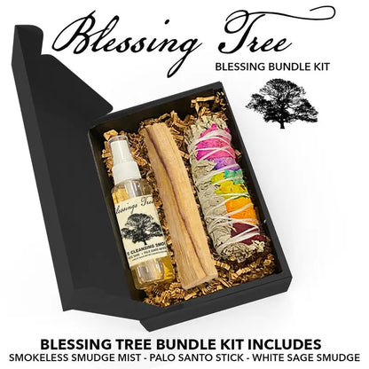 Blessing Tree Ultimate Smudge Cleansing Kit L Our Essential Oil Blend Smudge Spray + Palo Santo + White Sage Stick