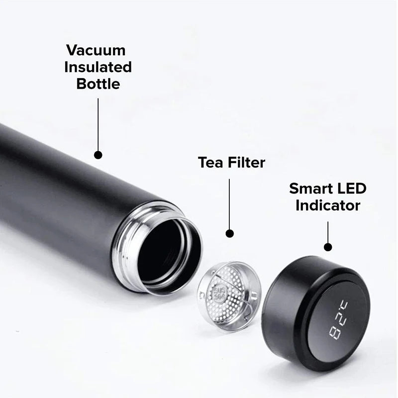 Stainless Steel Smart Water Bottle, Leak Proof, Double Walled, Keep Drink Hot & Cold.