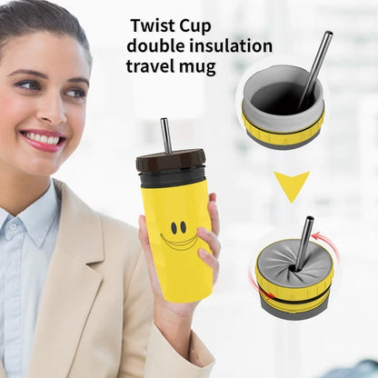 Twist Lid Thermos Cup Mugs With Straw,