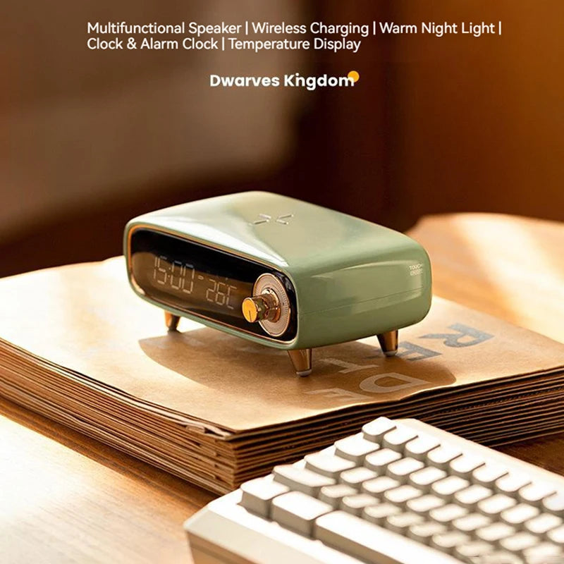 Intelligent Bluetooth Speaker Wireless Charger Modern Digital LED Smart Alarm Clock