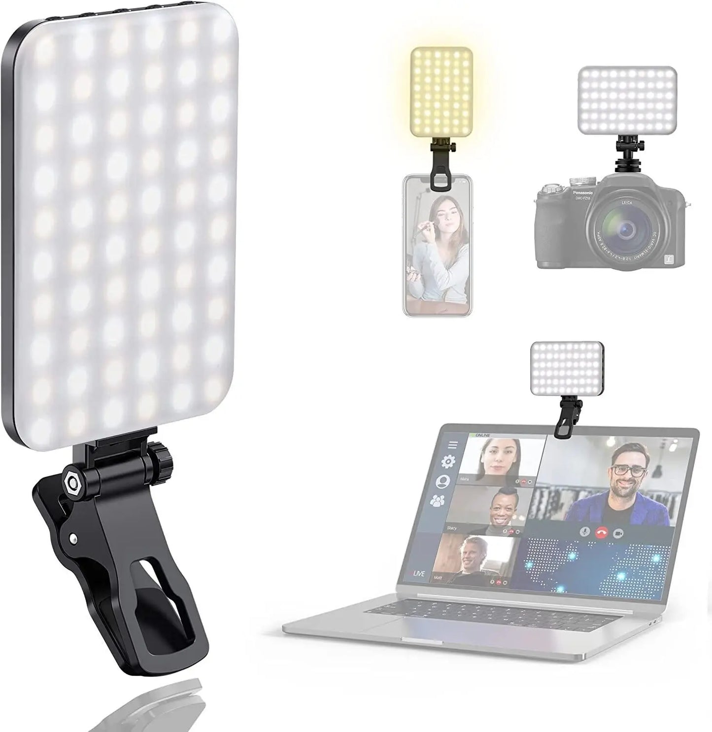 120 LED Selfie Lights Clip Fill Video Light with Front & Back Clip for Phone iPad