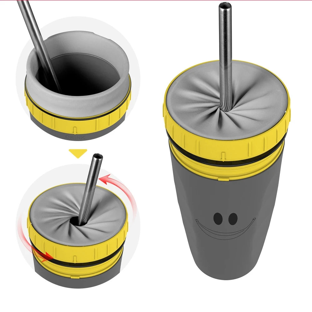Twist Lid Thermos Cup Mugs With Straw,