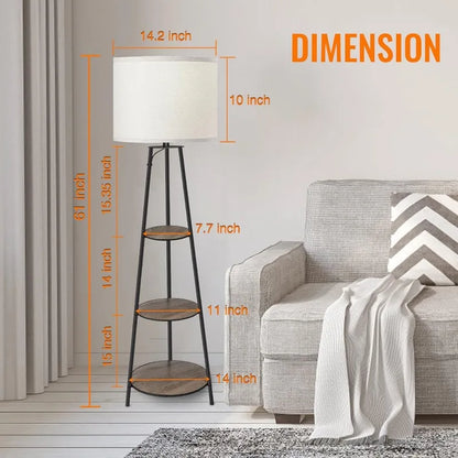 3-Tier Round Corner Shelf Floor Lamp with 3 Dimmable Levels