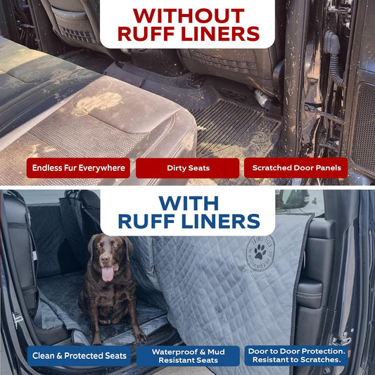 Medium Machine Washable Dog Car Seat Cover & Car Door Protector, Fits Sedans, Mid-Size SUV, Mid-Size Trucks - Dog Car Hammock - Waterproof Pet Car Accessories