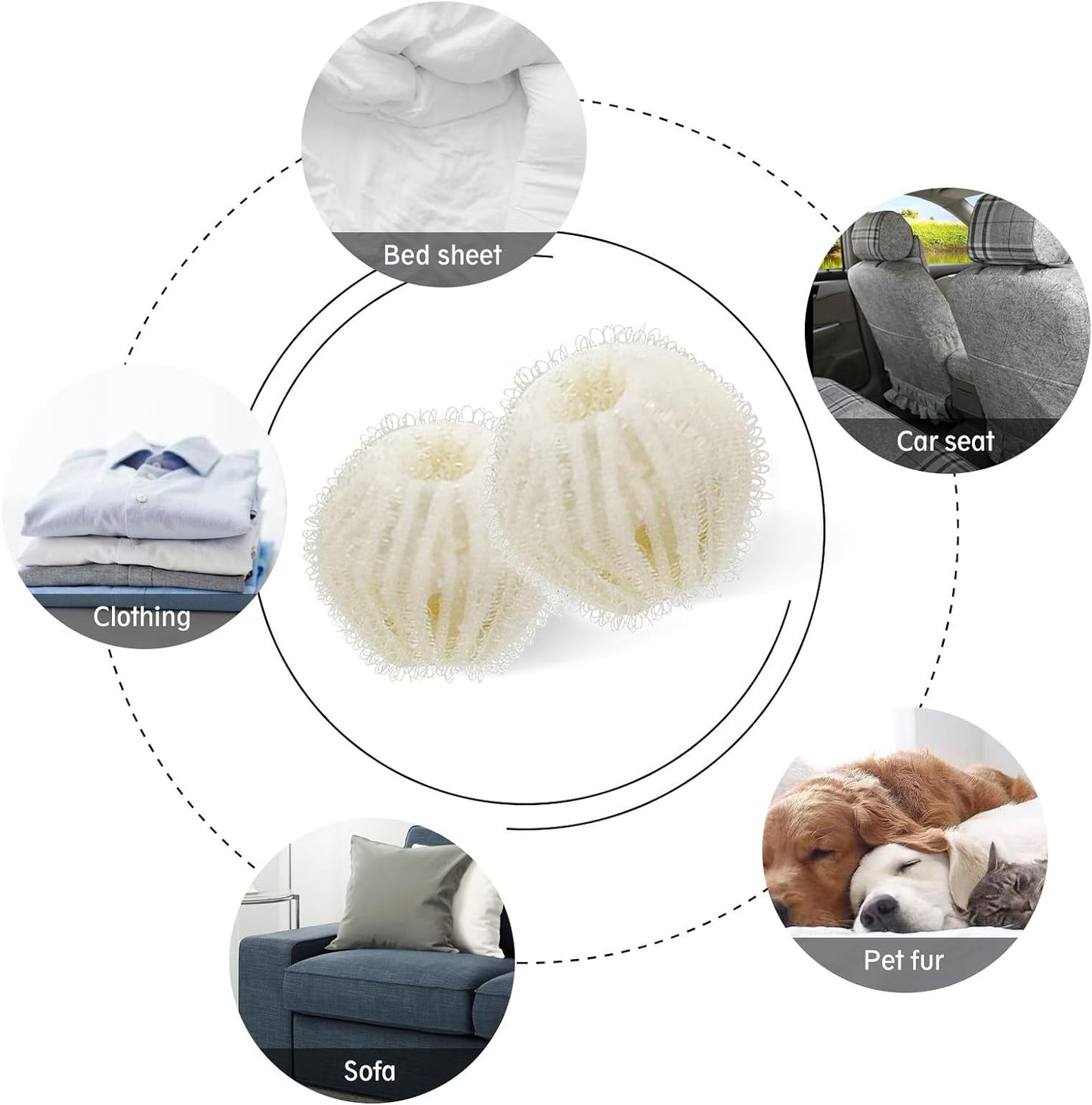 , Reusable Dog Hair Remover, Lint Remover Balls for Laundry, 12 Count