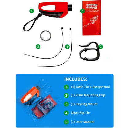 2-In-1 Emergency Window Breaker & Seatbelt Cutter