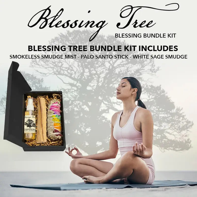 Blessing Tree Ultimate Smudge Cleansing Kit L Our Essential Oil Blend Smudge Spray + Palo Santo + White Sage Stick