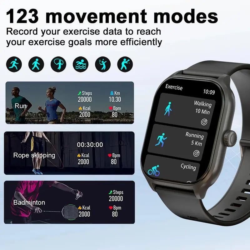 Multifunctional Message Reminder Smart Watch, 1 Piece Multiple Movement Modes Sports Watch, Fashionable Square Full Touch Screen Sports Watch