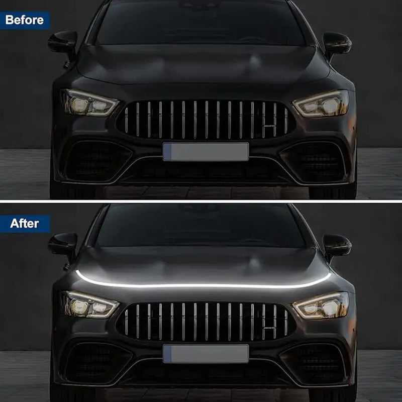 Car LED Hood Light Strip,71 Inches White Exterior Flexible Waterproof Hood Light with Dynamic Daytime Running Lights Strip for Cars, Suvs, Trucks